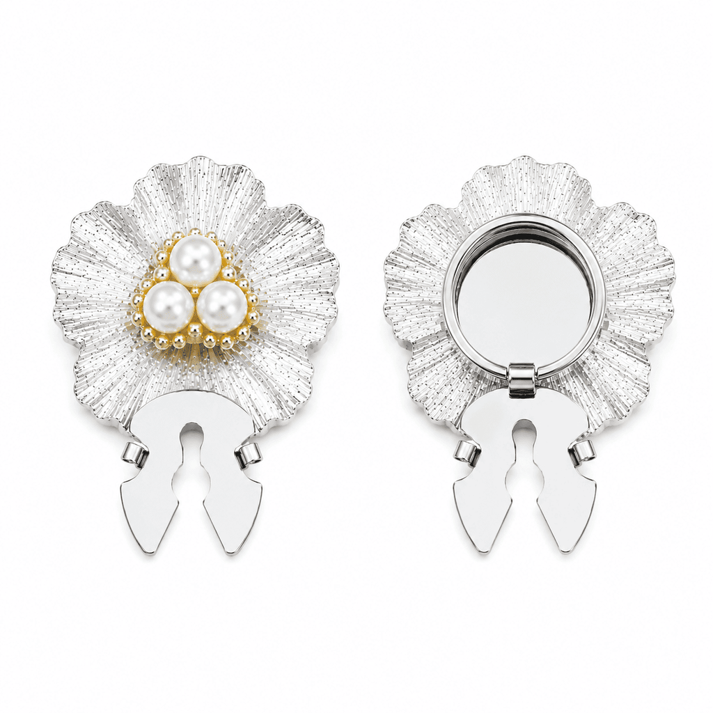 Silver Pearl Button Covers - 2 Pieces