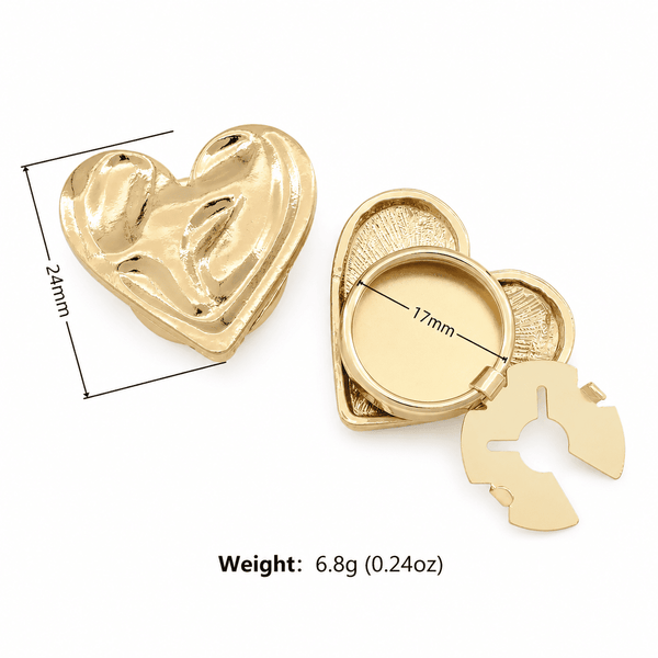 Golden Heart Button Covers - 2 Pieces