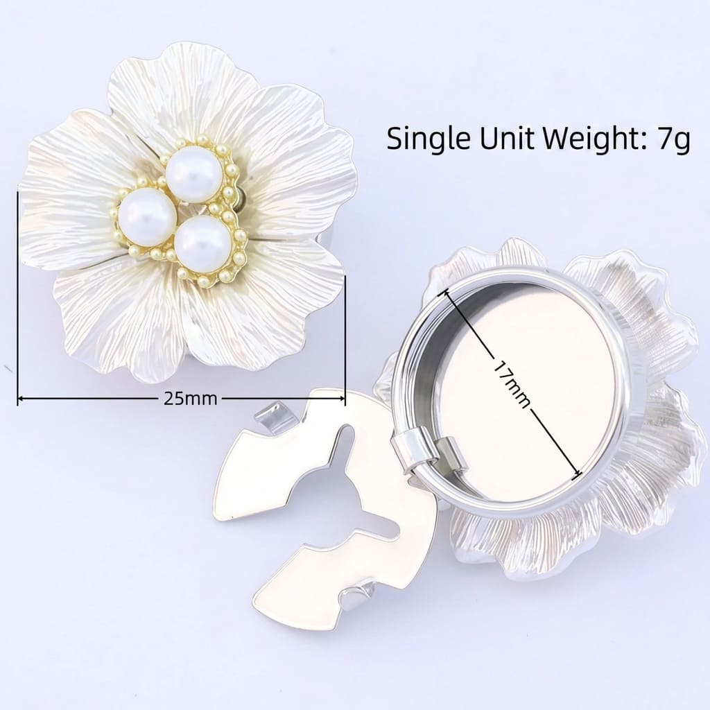 Silver Pearl Button Covers - 2 Pieces