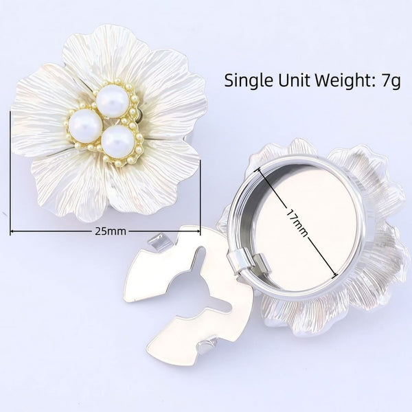 Silver Pearl Button Covers - 2 Pieces